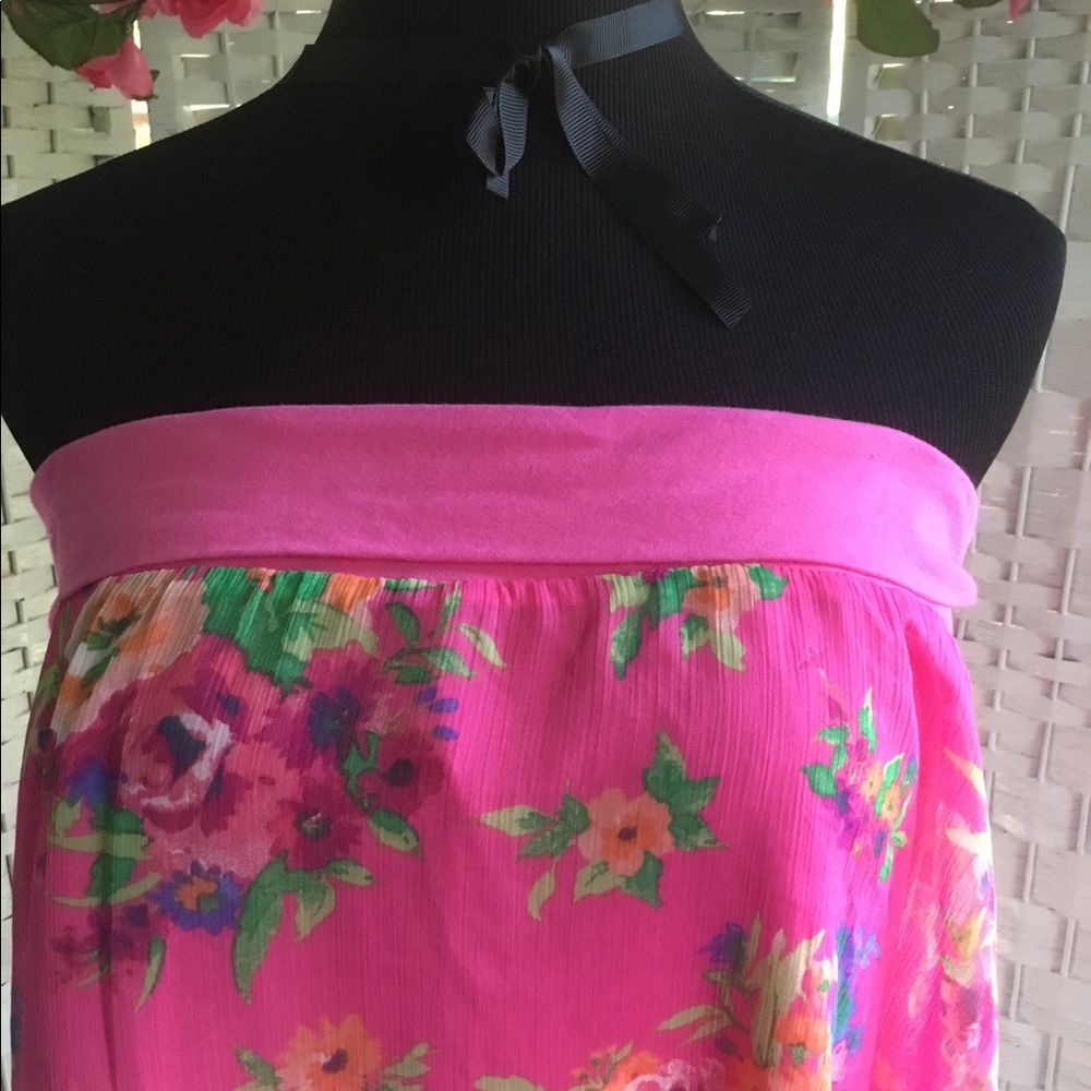 💜🌺🌸 Pink Rhinestone Floral Statement Necklace Flower Crystal Bib NEW 🌸🌺💜 - Picture 8 of 8